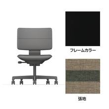 SHIGA シガ  背ダブル 肘なし 昇降脚 布地張り 抵抗付ウレタン双輪キャスター  [座背：ツートーンKQ/ベースカラー：ブラック]