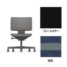 SHIGA シガ  背ダブル 肘なし 昇降脚 布地張り 抵抗付ウレタン双輪キャスター  [座背：ツートーンNA/ベースカラー：ブラック]