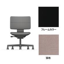 SHIGA シガ  背ダブル 肘なし 昇降脚 布地張り 抵抗付ウレタン双輪キャスター  [座背：アッシュピンク/ベースカラー：ブラック]