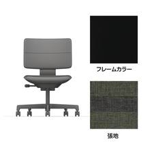 SHIGA シガ  背ダブル 肘なし 昇降脚 布地張り 抵抗付ウレタン双輪キャスター  [座背：ツートーンQW / フレームカラー：ブラック]