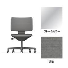 SHIGA シガ  背ダブル 肘なし 昇降脚 布地張り 抵抗付ウレタン双輪キャスター  [座背：グレーC / フレームカラー：アルミミラー]