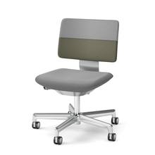 SHIGA シガ  背ダブル 肘なし 昇降脚 布地張り 抵抗付ウレタン双輪キャスター  [座背：ツートーンCQ / フレームカラー：アルミミラー]