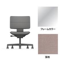 SHIGA シガ  背ダブル 肘なし 昇降脚 布地張り 抵抗付ウレタン双輪キャスター  [座背：アッシュピンク / フレームカラー：アルミミラー]