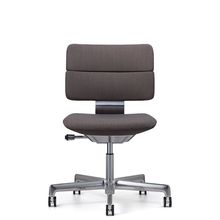 SHIGA シガ  背ダブル 肘ナシ 昇降脚 布地張り ナイロン双輪キャスター  [座背：376（Steelcut Trio 3）/ベースカラー：アルミミラー]