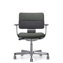 SHIGA シガ  背ダブル 固定肘 昇降脚 布地張り ナイロン双輪キャスター   [ フレームカラー : Z9 / アルミミラー | 背座 :QW / ツートーンQW ]