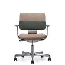 SHIGA シガ  背ダブル 固定肘 昇降脚 布地張り 抵抗付ウレタン双輪キャスター  [座背：ツートーンKQ / フレームカラー：アルミミラー]