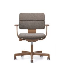 SHIGA シガ  背ダブル 固定肘 昇降脚 布地張り ナイロン双輪キャスター  [座背：270（Hallingdal65） / フレームカラー：グロスキャメルブラウン]