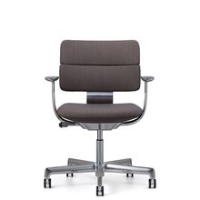 SHIGA シガ  背ダブル 固定肘 昇降脚 布地張り ナイロン双輪キャスター  [座背：376（Steelcut Trio 3）/ベースカラー：アルミミラー]