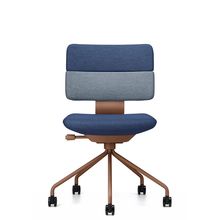 SHIGA シガ  背ダブル 肘なし パイプ脚 布地張り ナイロン双輪キャスター   [ フレームカラー : F2 / サテンチェストナットブラウン | 背座 :NA / ツートーンNA ]