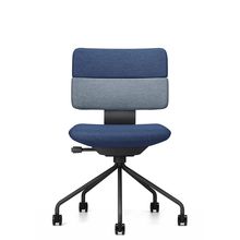 SHIGA シガ  背ダブル 肘なし パイプ脚 布地張り ナイロン双輪キャスター  [座背：ツートーンNA / フレームカラー：ブラック]