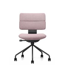 SHIGA シガ  背ダブル 肘なし パイプ脚 布地張り ナイロン双輪キャスター  [座背：アッシュピンク / フレームカラー：ブラック]