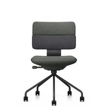 SHIGA シガ  背ダブル 肘なし パイプ脚 布地張り ナイロン双輪キャスター  [座背：ツートーンQW / フレームカラー：ブラック]