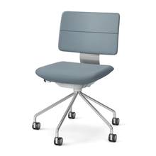 SHIGA シガ  背ダブル 肘なし パイプ脚 布地張り ナイロン双輪キャスター  [座背：フォグブルー/ベースカラー：アルミミラー]