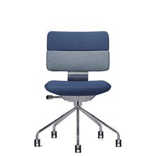 SHIGA シガ  背ダブル 肘なし パイプ脚 布地張り ナイロン双輪キャスター   [ フレームカラー : Z9 / アルミミラー | 背座 :NA / ツートーンNA ]