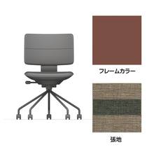 SHIGA シガ  背ダブル 肘なし パイプ脚 布地張り 抵抗付ウレタン双輪キャスター  [座背：ツートーンKQ/ベースカラー：チェスナットブラウン]