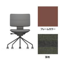 SHIGA シガ  背ダブル 肘なし パイプ脚 布地張り 抵抗付ウレタン双輪キャスター  [座背：ツートーンQW/ベースカラー：チェスナットブラウン]