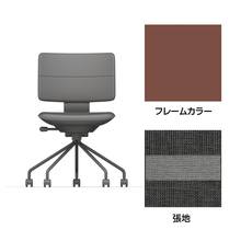 SHIGA シガ  背ダブル 肘なし パイプ脚 布地張り 抵抗付ウレタン双輪キャスター  [座背：ツートーンWC/ベースカラー：チェスナットブラウン]