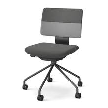 SHIGA シガ  背ダブル 肘なし パイプ脚 布地張り 抵抗付ウレタン双輪キャスター  [座背：ツートーンWC/ベースカラー：ブラック]