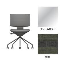 SHIGA シガ  背ダブル 肘なし パイプ脚 布地張り 抵抗付ウレタン双輪キャスター  [座背：ツートーンQW/ベースカラー：アルミミラー]