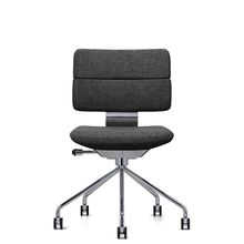 SHIGA シガ  背ダブル 肘ナシ パイプ脚 布地張り ナイロン双輪キャスター  [座背：173（Hallingdal65）/ベースカラー：アルミミラー]