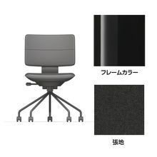 SHIGA シガ  背ダブル 肘なし パイプ脚 布地張り 抵抗付ウレタン双輪キャスター  [座背：173（Hallingdal65） / フレームカラー：グロスブラック]