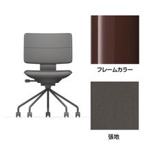 SHIGA シガ  背ダブル 肘なし パイプ脚 布地張り ナイロン双輪キャスター  [座背：376（Hallingdal65） / フレームカラー：グロスボルドー]