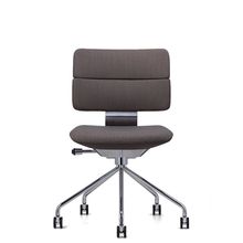 SHIGA シガ  背ダブル 肘ナシ パイプ脚 布地張り ナイロン双輪キャスター  [座背：376（Steelcut Trio 3）/ベースカラー：アルミミラー]