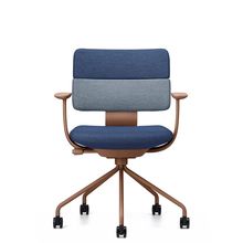 SHIGA シガ  背ダブル 固定肘 パイプ脚 布地張り ナイロン双輪キャスター   [ フレームカラー : F2 / サテンチェストナットブラウン | 背座 :NA / ツートーンNA ]