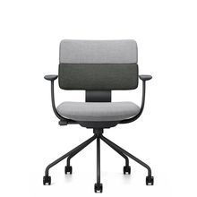 SHIGA シガ  背ダブル 固定肘 パイプ脚 布地張り ナイロン双輪キャスター  [座背：ツートーンCQ / フレームカラー：ブラック]