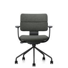 SHIGA シガ  背ダブル 固定肘 パイプ脚 布地張り ナイロン双輪キャスター  [座背：アイビーグリーン / フレームカラー：ブラック]