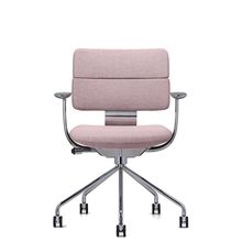 SHIGA シガ  背ダブル 固定肘 パイプ脚 布地張り ナイロン双輪キャスター  [座背：アッシュピンク / フレームカラー：アルミミラー]