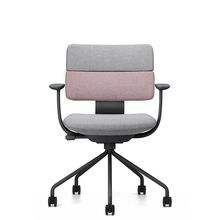 SHIGA シガ  背ダブル 固定肘 パイプ脚 布地張り 抵抗付ウレタン双輪キャスター  [座背：ツートーンCP / フレームカラー：ブラック]