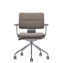 SHIGA シガ  背ダブル 固定肘 パイプ脚 布地張り ナイロン双輪キャスター  [座背：270（Hallingdal65）/ベースカラー：アルミミラー]