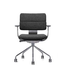 SHIGA シガ  背ダブル 固定肘 パイプ脚 布地張り ナイロン双輪キャスター  [座背：173（Hallingdal65）/ベースカラー：アルミミラー]