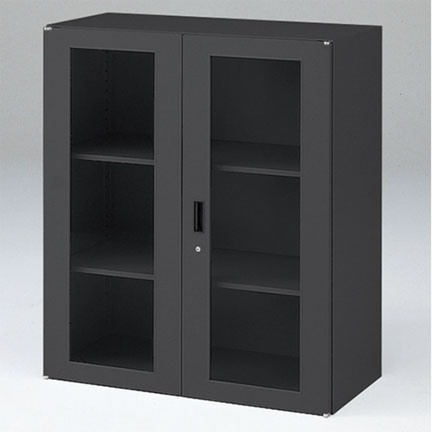 シンラインキャビネット 両開き扉型 上段用 HTM-109HVGN-T1 W900 × D450 シリンダー錠付  [ サテンブラックT ]