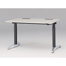 トイロ デスク （ toiro desk ） JZD-1208HA-CPH 昇降スイッチ /アルミミラー脚 / 天板 ( W120 × D77.5cm ・ ラウンドエッジ ） [ PH （天板 : 61 / アッシュドパインL × 支柱 : T1 / ブラックT × 脚 : Z9 / アルミミラー） ]