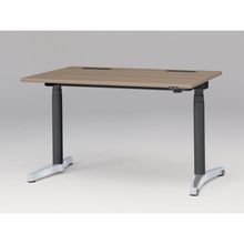 トイロ デスク （ toiro desk ） JZD-1208HA-CPM 昇降スイッチ /アルミミラー脚 / 天板 ( W120 × D77.5cm ・ ラウンドエッジ ） [ PM （天板 : 71 / アッシュドオークM × 支柱 : T1 / ブラックT × 脚 : Z9 / アルミミラー） ]