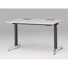 トイロ デスク （ toiro desk ） JZD-1208HB-CPH 表示付昇降スイッチ / アルミミラー脚 / 天板 ( W120 × D77.5cm ・ ラウンドエッジ ） [ PH （天板 : 61 / アッシュドパインL × 支柱 : T1 / ブラックT × 脚 : Z9 / アルミミラー） ]