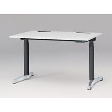 トイロ デスク （ toiro desk ） JZD-1208HB-CPL 表示付昇降スイッチ / アルミミラー脚 / 天板 ( W120 × D77.5cm ・ ラウンドエッジ ） [ PL （天板 : W9 / ホワイトW × 支柱 : T1 / ブラックT × 脚 : Z9 / アルミミラー） ]