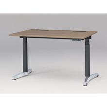 トイロ デスク （ toiro desk ） JZD-1208HB-CPM 表示付昇降スイッチ / アルミミラー脚 / 天板 ( W120 × D77.5cm ・ ラウンドエッジ ） [ PM （天板 : 71 / アッシュドオークM × 支柱 : T1 / ブラックT × 脚 : Z9 / アルミミラー） ]