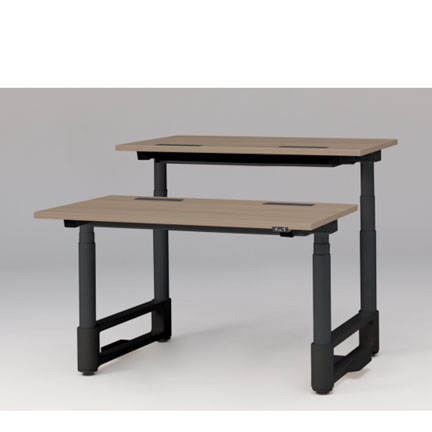 トイロ ツインデスク W1200 JZD-1214HA-ATM 昇降スイッチタイプ 平エッジ  [脚カラー : ブラックT / 天板カラー 71 / アッシュドオークM ]