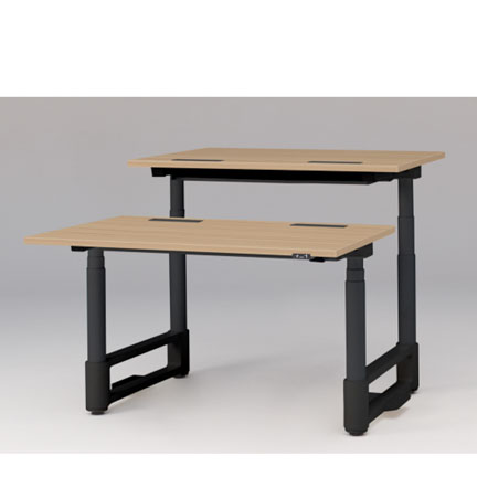 トイロ ツインデスク W1200 JZD-1216HA-CTX 昇降スイッチタイプ ラウンドエッジ  [脚カラー : ブラックT / 天板カラー 92 / ホワイトオークM ]