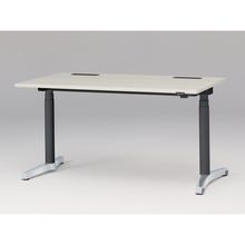 トイロ デスク （ toiro desk ） JZD-1408HA-CPH 昇降スイッチ /アルミミラー脚 / 天板 ( W140 × D77.5cm ・ ラウンドエッジ ） [ PH （天板 : 61 / アッシュドパインL × 支柱 : T1 / ブラックT × 脚 : Z9 / アルミミラー） ]