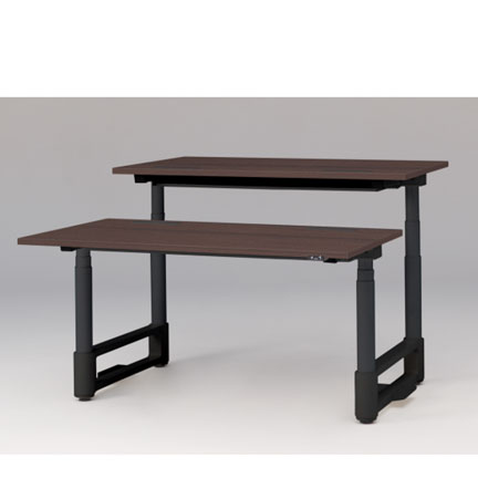 トイロ ツインデスク W1400 JZD-1416HA2-ATY 昇降スイッチタイプ 平エッジ  [脚カラー : ブラックT / 天板カラー 82 / ブラックウォールナットD ]