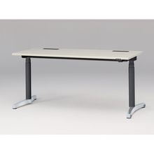 トイロ デスク （ toiro desk ） JZD-1607HA-CPH 昇降スイッチ /アルミミラー脚 / 天板 ( W160 × D67.5cm ・ ラウンドエッジ ） [ PH （天板 : 61 / アッシュドパインL × 支柱 : T1 / ブラックT × 脚 : Z9 / アルミミラー） ]