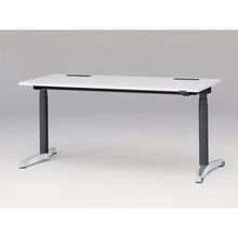トイロ デスク （ toiro desk ） JZD-1607HA-CPL 昇降スイッチ /アルミミラー脚 / 天板 ( W160 × D67.5cm ・ ラウンドエッジ ） [ PL （天板 : W9 / ホワイトW × 支柱 : T1 / ブラックT × 脚 : Z9 / アルミミラー） ]