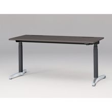 トイロ デスク （ toiro desk ） JZD-1607HA-CPR 昇降スイッチ /アルミミラー脚 / 天板 ( W160 × D67.5cm ・ ラウンドエッジ ） [ PR （天板 : 81 / アッシュドオークD × 支柱 : T1 / ブラックT × 脚 : Z9 / アルミミラー） ]