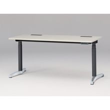 トイロ デスク （ toiro desk ） JZD-1607HB-CPH 表示付昇降スイッチ / アルミミラー脚 / 天板 ( W160 × D67.5cm ・ ラウンドエッジ ） [ PH （天板 : 61 / アッシュドパインL × 支柱 : T1 / ブラックT × 脚 : Z9 / アルミミラー） ]