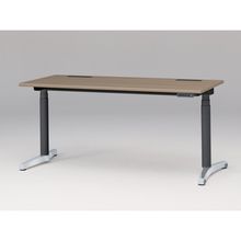 トイロ デスク （ toiro desk ） JZD-1607HB-CPM 表示付昇降スイッチ / アルミミラー脚 / 天板 ( W160 × D67.5cm ・ ラウンドエッジ ） [ PM （天板 : 71 / アッシュドオークM × 支柱 : T1 / ブラックT × 脚 : Z9 / アルミミラー） ]
