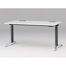 トイロ デスク （ toiro desk ） JZD-1608HB-CPL 表示付昇降スイッチ / アルミミラー脚 / 天板 ( W160 × D77.5cm ・ ラウンドエッジ ） [ PL （天板 : W9 / ホワイトW × 支柱 : T1 / ブラックT × 脚 : Z9 / アルミミラー） ]